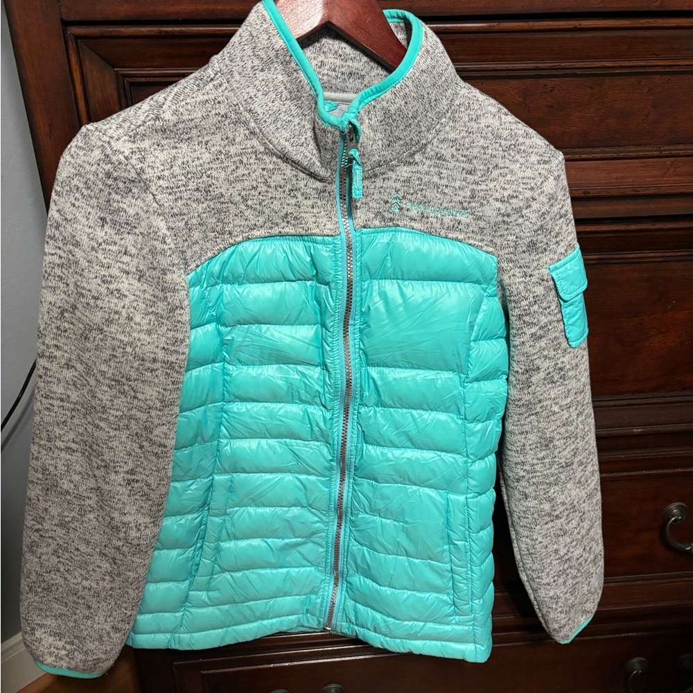 Free Country Gray and Aqua Kids Puffer Jacket